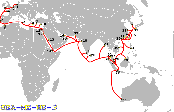 Telepített rendszerek - példák Név TAT-8 TAT-12 TAT-14 SEA-ME-WE 3 (South-East Asia - Middle East - Western Europe) PAC (Pan American Crossing) Dátum 1988 1996 2001