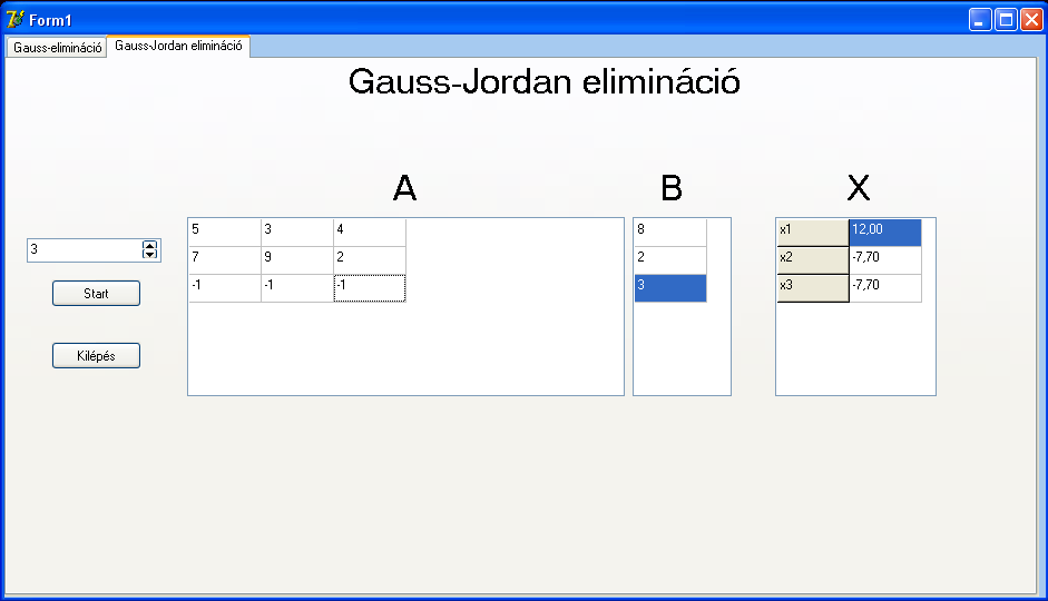 A Gauss- és a Gauss-Jordan-eliminációk műveletigénye 1 3 n3 + O(n ).