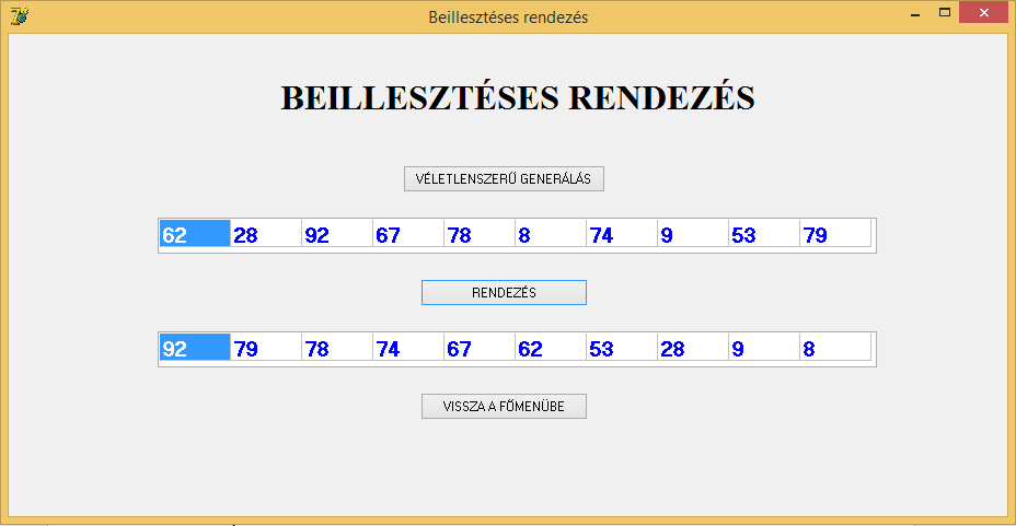 end; Cserélő ( buborék ) rendezés Párosával összehasonlítja az elemeket, s ha nem a megfelelő sorrendben követik egymást, akkor felcserélődnek.