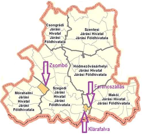 Járáshatárok illetékességi területek Adott 6 járási földhivatal (szemben a 7 járással).