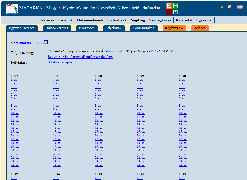 Bibliográfiai adatbázisok Magyar Állatorvosi