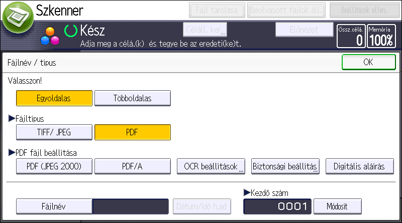 Fájltípus megadása Fájltípus megadása A jelen szakasz az elküldeni kívánt fájl fájltípusának megadását írja le.