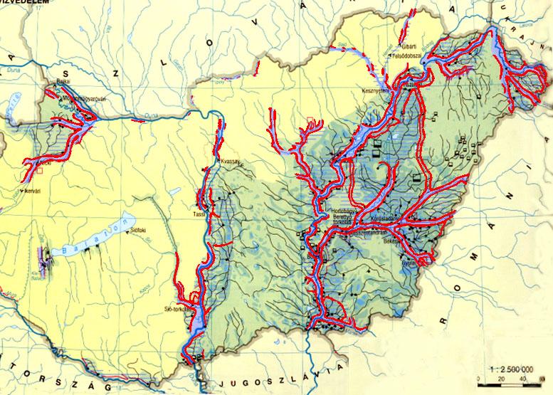 Magyarország árterei és védvonalai Magyarország árterei és védvonalai Elsőrendű védvonalak hossza