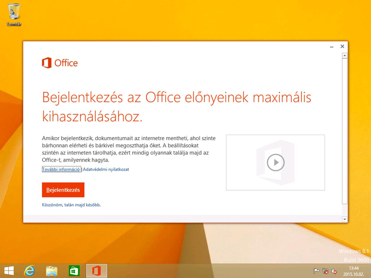 Microsoft Office első indítása és aktiválása