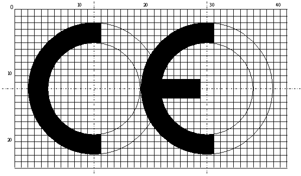 A CE - JELÖLÉS FORMÁJA A megfelelőségi jelölésnek félkör alakú elemekből szerkesztett CE rövidítésből kell állnia az alábbi formában: Amennyiben a CE - jelölést lekicsinyítik vagy