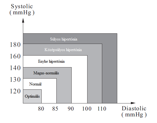 Megjegyzés: az ábra csak egy átlagot mutat, de segít abban, hogy felismerjük a magas vérnyomást. A készüléket csak felnőttek használják!