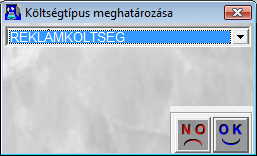 Miután a számla berögzítésre került, pl. Almera időszaki reklámköltség típussal (amelynek paraméterezési módját a 11.