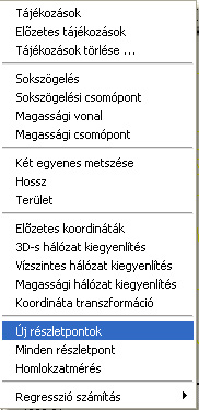 Válassza ki az Új részletpontok sort. program először automatikusan elvégzi a tájékozást (ha az korábban még nem történt meg) az 1_sp, 2_sp, 3_sp álláspontokon.