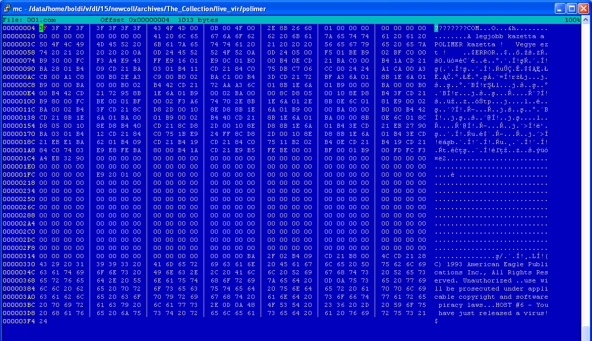 Binary version of polimer virus only ~1000