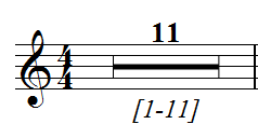 FINALE A Symbols Use Symbols for Rests Less Than _ Measures opciónál megadottnál kevesebb összevont ütem esetén egy régebbi típusú szünetjelet ír ki a program.