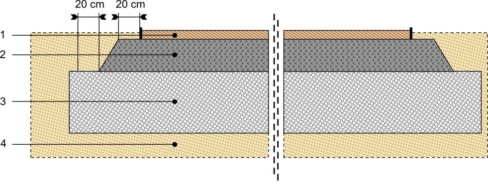 Rétegrendek és burkolatkialakítások Mixton burkolat lemezszegéllyel GYALOGOS FORGALOMRA 2. Zúzottkő tömörítve (szemcseméret 5-11 mm, 4-11 mm) 10 cm 3.