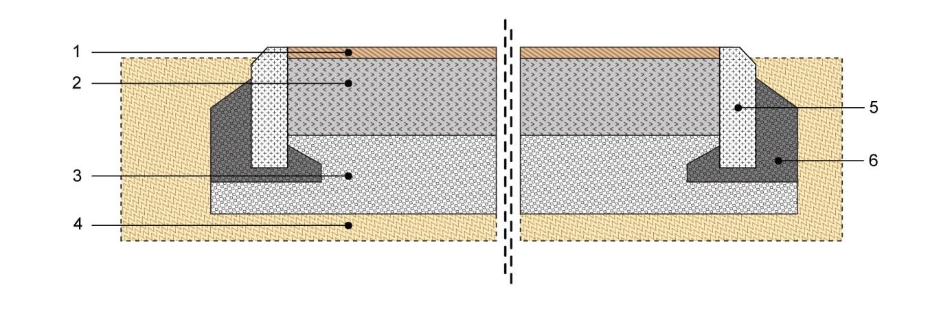 Mixton burkolat betonszegéllyel GYALOGOS FORGALOMRA 2. Zúzottkő tömörítve (szemcseméret 5-11 mm, 4-11 mm) 10 cm 3. Zúzottkő tömörítve (szemcseméret 0-22 mm, 0-32 mm) 20 cm 5. Betonszegély 6.