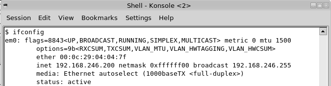 IP beállítás parancssorból - FreeBSD Elérése terminál Jelenlegi beállítások