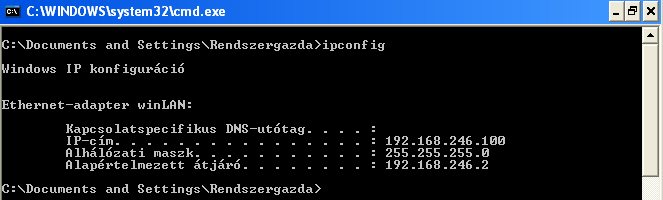 IP beállítás parancssorból - Windows Elérése Start Futtatás cmd Jelenlegi