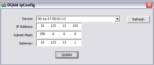 6. A készülék IP címének megváltoztatása A CW-4268 QAM Modulator-8 készülékek a 10.123.13.103 IP címre állítva kerülnek kiszállításra.