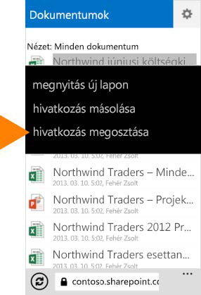 Mappa megosztása 1. Az alkalmazáslistában koppintson az Office ikonra, és jelölje ki a megosztani kívánt mappát. 2. Koppintson a Megnyitás böngészőben elemre.