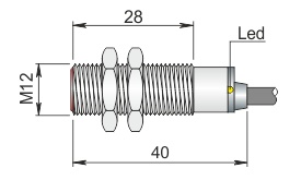 Induktív érzékelők (Ø12mm) Hengeres, menetes érzékelők (D.C.) 12mm átmérő Vezetékes, beépíthető típus Standard kapcsolási távolság Rövid méret 3 vez. 4 vez.