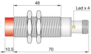 Induktív érzékelők (Ø18mm) Hengeres, menetes érzékelők 18mm átmérő K csatlakozós Csatlakozós Beépíthető típus Nem beépíthető típus Nem beépíthető típus Standard kapcsolási távolság 3 vez. 4 vez.