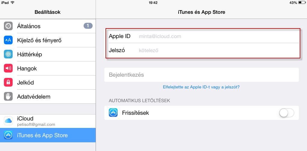 Apple ID beállítása mobileszközön 1.