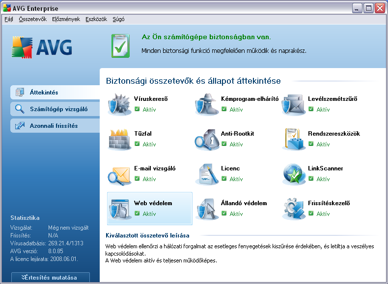 7. AVG felhasználói felület AVG 8.