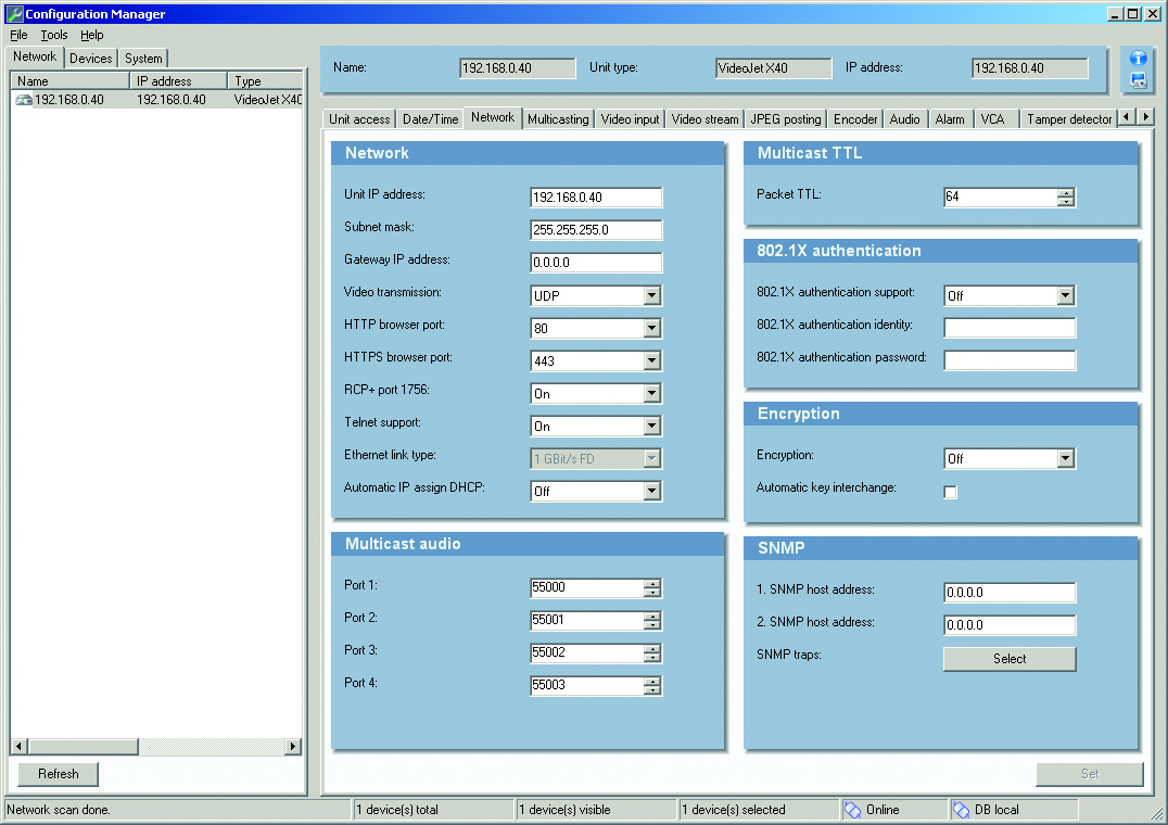 VideoJet X10/X20/X40 Konfiguráció hu 10 5 Konfiguráció 5.1 Az IP-cím konfigurálása Telepítse a Configuration Manager programot a kapott CD-ROM lemezről.