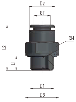 Külső menetes egyenes gyorstoldók beépített tömítéssel, BSP colos menettel (MB12) Menet (D 1 ) D 3 CH MB12 04 18 4 1/8" 9,7 15,5 6 20,5 14 MB12 06 18 6 1/8" 12 15,5 6 24 14 MB12 06 14 6 1/4"