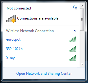 2. Kattintson a Nincs vezeték nélküli hálózati kapcsolat ikonra a Windows értesítési területen. 3.