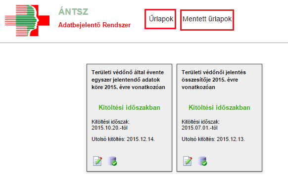 Belépést követően a portál jobb felső sarkában lévő GYORSMENÜ-ben található az eform ikonja, melyre kattintva megnyílik a felület. 1.2.