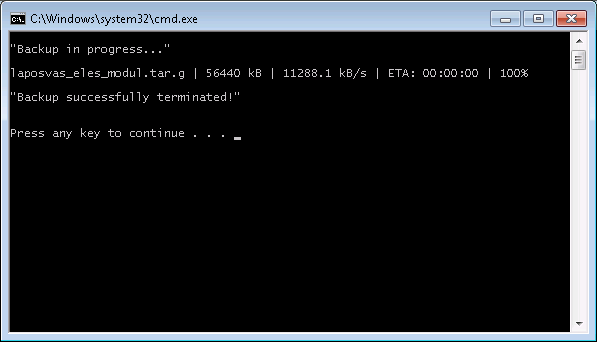A mentéshez a felhasználónak a doas_backup.cmd parancsfájlt kell szövegszerkesztővel szerkesztenie, hogy az alapbeállításokat elvégezze.