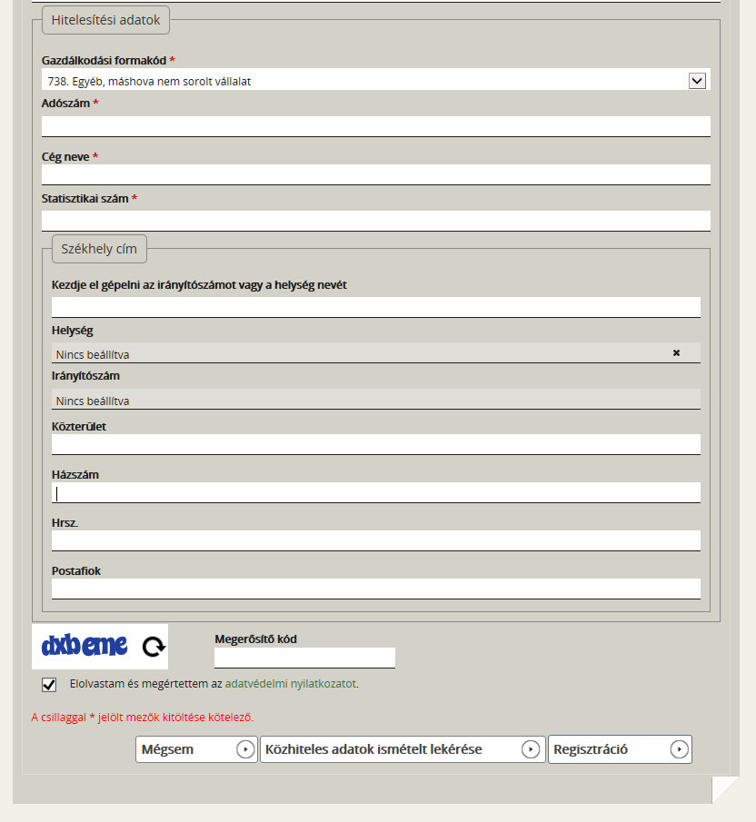 A regisztrációs folyamat végeztével a regisztrációt megerősítő email kerül elküldésre a regisztrációs űrlapon