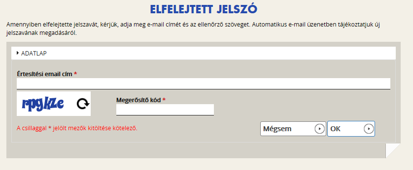 A regisztrációs email cím és az azonosító kód beírása után a rendszer egy email üzenetet küld a felhasználó számára, melyben tájékoztatja a további teendőkről.