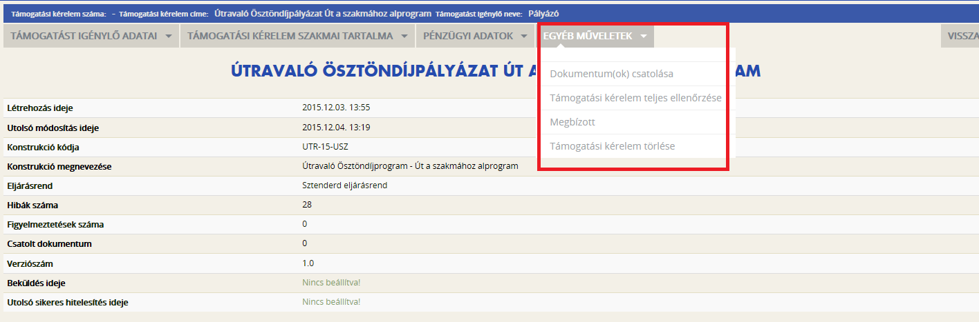 Ügyeljen arra, hogy a korábban rögzített források és a költségek összegének meg kell egyeznie! A VISSZA gomb megnyomásával jutunk vissza főmenübe. 5.4.