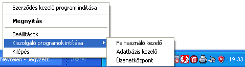 Szerződés kezelő program indítása jobb egér gombos menüből A program leellenőrzi, hogy a Beállítások ablakban megadott program útvonal helyes-e.