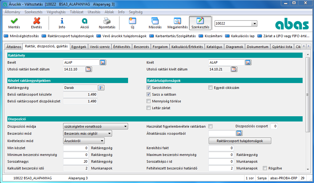 7 abas ERP utasítás