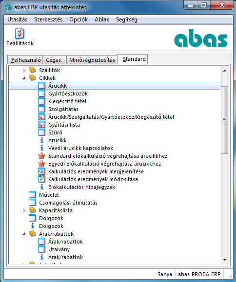2 abas ERP utasítás áttekintés»