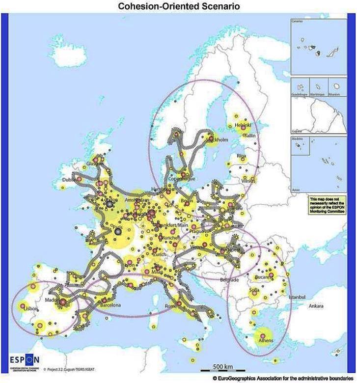 Az európai városhálózat pozíciójának alakulása A trend