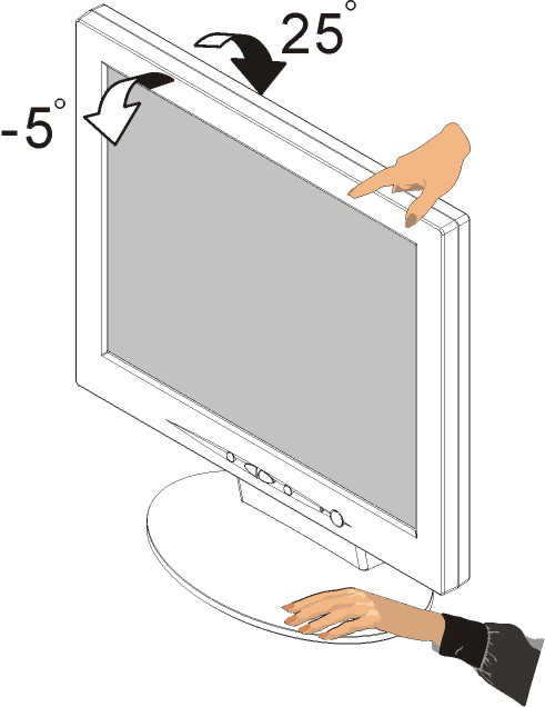 A LÁTHATÓSÁGI SZÖG BEÁLLÍTÁSA Az optimális láthatóság érdekében javasoljuk, hogy nézzen a monitor teljes felületére, majd állítsa a monitort a saját igényeinek megfelelõ szögbe.