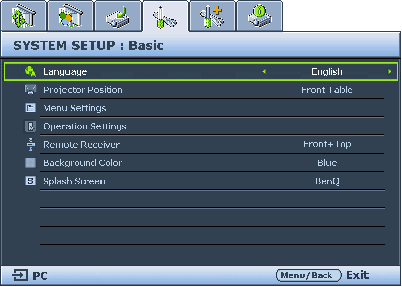 A menük használata A kivetítő a különböző beállítások elvégzéséhez rendelkezik képernyőmenüvel (OSD). Az OSD menü szerkezete az alábbi.