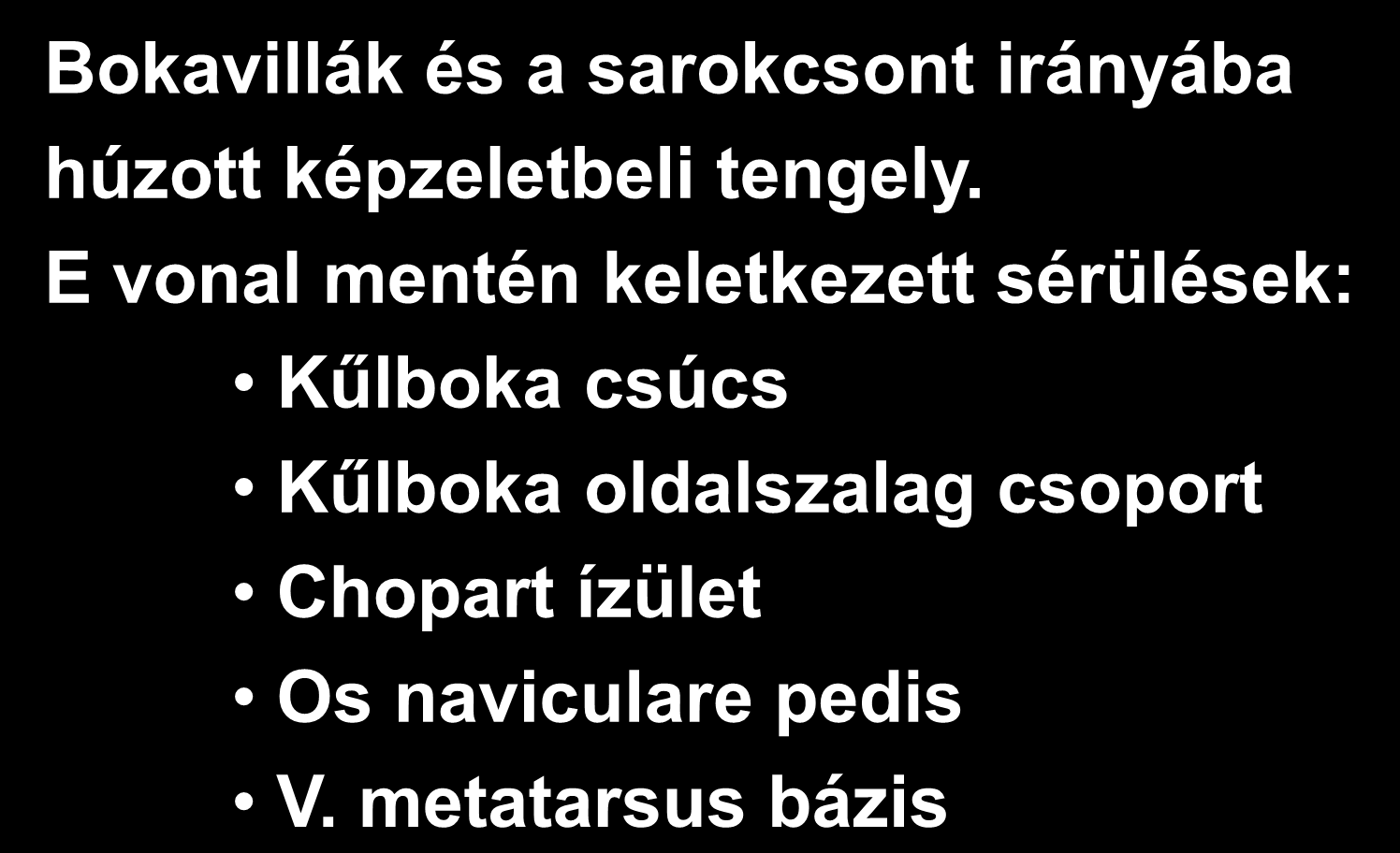 SUPINATIOS VONAL Bokavillák és a sarokcsont irányába húzott képzeletbeli tengely.