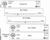 Infotainment rendszer 121 Rádióállomás automatikus keresése DAB szolgáltatáskomponens automatikus keresése (csak 1/2 típus A modell) Rádióadó keresése A fseeke gombokat megnyomva automatikusan keresi