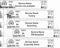 122 Infotainment rendszer DAB halmaz keresése (csak 1/2 típus A modell) A DAB szolgáltatás összekapcsolása (csak 1/2 típus A modell) [DAB-DAB be/dab-fm ki] DAB-DAB be/dab-fm be A fseekegombokat