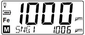 Az LCD kijelzőn megjelenik a mért érték, például 0,3µm (lásd 8. ábra). 8. ábra 8-1-2 Ne mozgassa vagy emelje fel az érzékelő hegyét, majd nyomja meg a ZERO/ON gombot.