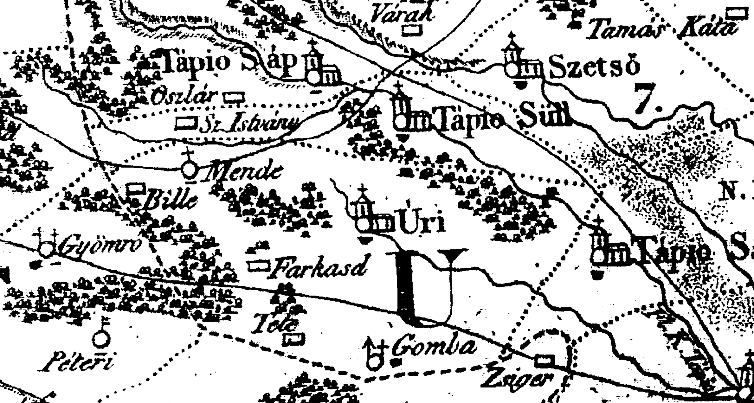 Mende egyházigazgatási besorolása 14 Forrás: Mappa Dioecesis Vaciensis (1812) felhasználásával Mende és környéke 1812-ben: