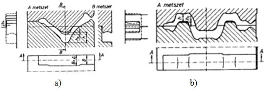 5. FÉMEK KÉPLÉKENY ALAKÍTÁSA 111 5.32. ábra Nyújtó üreg alkalmazása A hajlító üreg Görbe, hajlított darabok gyártása kovácsolással gyakori feladat.