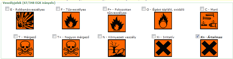 a) Veszélyességi besorolás a 67/548/EGK és az 1999/45/EK irányelv, valamint a 44/2000. (XII.27.) EüM rendelet alapján: Legalább egy R-, és egy S-mondat megadása kötelező: a.) 1. 2.