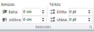 Lap elrendezése: Oldalbeállítás Behúzás Bekezdés két oldalát