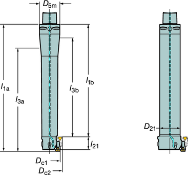 Csillapított CoroBore 825 Simítás - CoroBore 825 URATSZTRÁLÁS 92 (-2 ) CoroTurn 107 92 (-2 ) CoroTurn 111 R825x-AxxSTUC R825x-AxxSTUP Állítható késszán készlet l1 = programozási hossz Csatlakozóelem