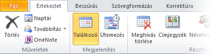 Parancsok a kellő időben Az Outlook nem jeleníti meg állandóan az összes rendelkezésre álló parancsot, csak azokat, amelyekre a felhasználó adott műveleteihez szükség lehet.