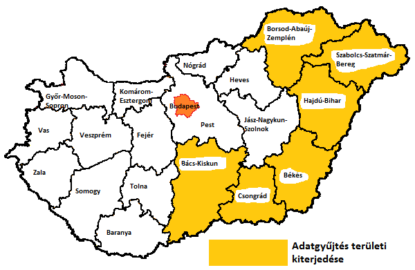 21. ábra: A termelési fázis adatgyűjtésének területi kiterjedése Forrás: Saját szerkesztés, 2013 A fentieken kívül a mozaik elv értelmében országos átlag adatokat gyűjtöttem ott, ahol ez szükséges és