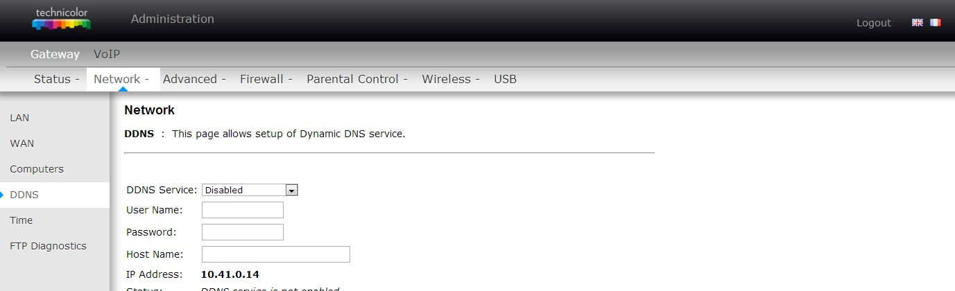 4. DDNS Dinamikus DNS szolgáltatás (Dynamic DNS service) Ezen az oldalon a Dinamikus DNS szerver beállítására van mód. Fig.